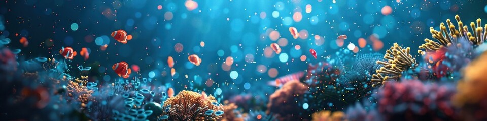 Vibrant Underwater Wonderland Futuristic Marine Life and Bioluminescent Structures
