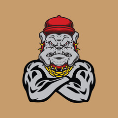 Angry bull dog logo design, vector logo design, illustration 
