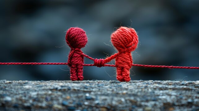 Two people connected by a red thread