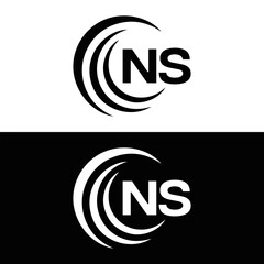 NS Letter Logo Design. Initial letters NS logo icon. Abstract letter NS N S minimal logo design template. N S Letter Design Vector with black Colors. NS logo, 