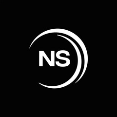 NS Letter Logo Design. Initial letters NS logo icon. Abstract letter NS N S minimal logo design template. N S Letter Design Vector with black Colors. NS logo, 