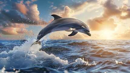 Dolphin in the water illustration, Beautiful, summer vibe, beach, ocean, sea, fish, background