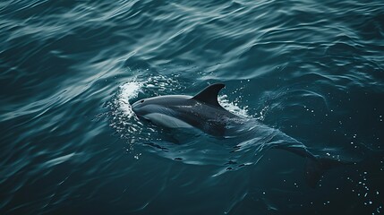 Obraz premium Dolphin in the water illustration, Beautiful, summer vibe, beach, ocean, sea, fish, background