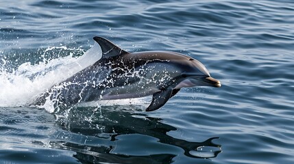 Fototapeta premium Dolphin in the water illustration, Beautiful, summer vibe, beach, ocean, sea, fish, background