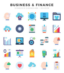 Business & Finance Icons Pack Flat Style. Vector illustration.