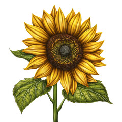 Fototapeta premium Bright Yellow Sunflower with Detailed Petals