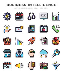 Business Intelligence icons set. Vector illustration.