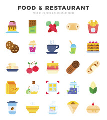 Food and Restaurant elements. Flat web icon set. Simple vector illustration.