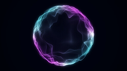 Abstract sci-fi sphere with particles. Technology network connection on world. Futuristic illustration. Global digital connections ai. 3D wireframe geometric sphere. 3D rendering. © Liudmyla