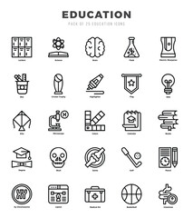 Education Icons Pack. Lineal icons set. Lineal icon collection set.