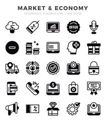 Market & Economy. Lineal Filled icons Pack. vector illustration.