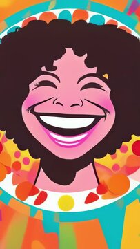 happy woman screaming smiling in joy extasy rainbow colorful comix cartoon iretro illustration animation advertisement style - 4K stock Video footage AI