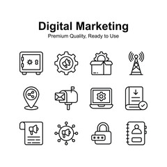 Pack of digital marketing in unique style, ready to use