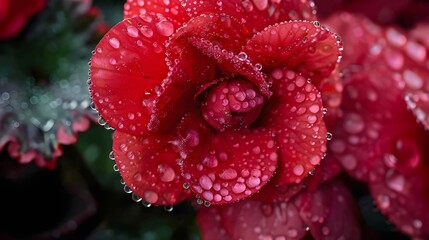 red flower with water drops