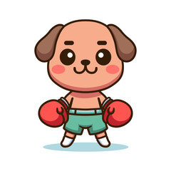 cute dog boxer cartoon character vector illustration template design. dog wearing boxing costume sport.