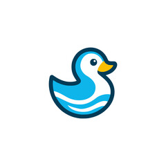 blue rubber duck toy logo vector illustration template design