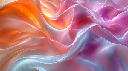 Obraz premium A colorful, flowing piece of fabric with a pink and orange hue