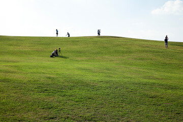 View of the green hill in the park