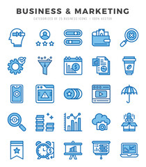 Business & Marketing Icons Pack. Two Color icons set. Two Color icon collection set.