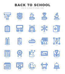 Back To School icons Pack. Two Color icons set. Back To School collection set.