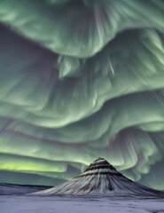 a sky with clouds that is green and white