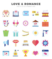 Set of Love & Romance icons. Vector Illustration.
