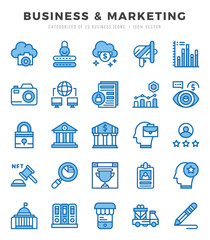 Set of Two Color Business & Marketing Icons. Two Color art icon. Vector illustration