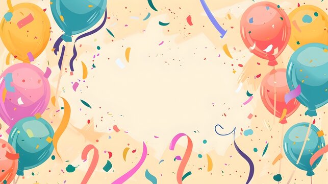 Festive Balloons and Confetti Backdrop with Vibrant Decorative Elements for Joyous Occasions
