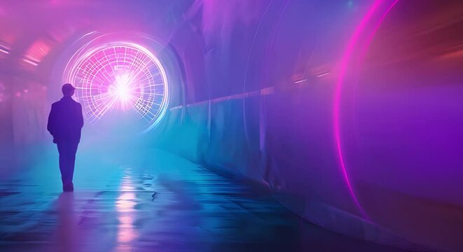 Authentic time traveler illustration with limited color palette. Concept Time Traveler Illustration, Limited Color Palette, Sci-Fi Art