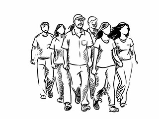 Fototapeta premium illustration of people walking line art icon