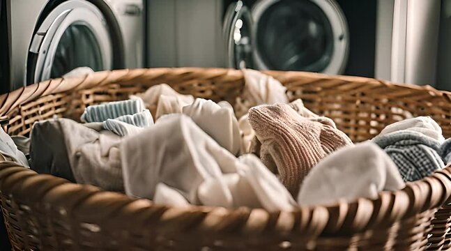 W&auml;schekorb mit Schmutzw&auml;sche darin