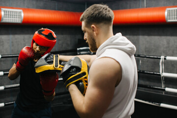 In-Ring Training Session with Young Boxer and Coach
