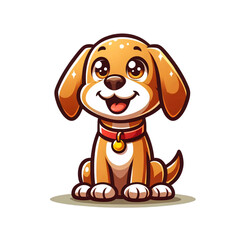 A cheerful dog sitting and looking up with a happy expression on a transparent background. The dog has a shiny golden coat, large floppy ears
