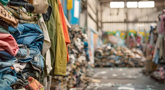 Fast fashion contributes to environmental issues through excessive waste and lack of recycling. Concept Fast fashion, Environment, Waste, Recycling, Sustainability