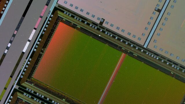 Silicon Wafer with microchips used in electronics for the fabrication of integrated circuits.