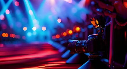Bokeh effect at starstudded red carpet event with flashing cameras and fans. Concept Bokeh Photography, Red Carpet Event, Flash Photography, Star-studded, Fan Photography