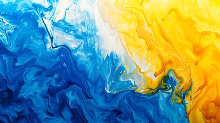abstract background of blue and yellow paint