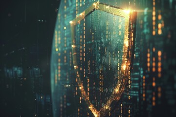 Obraz premium A shield with binary code