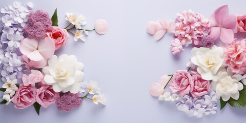 Mother's Day card. International Women's Day. Flowers backdrop.