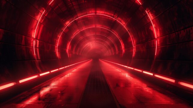 Radial red light through the tunnel glowing in the darkness for print designs templates, Advertising materials, Email Newsletters, Header webs, e commerce signs retail shopping, advertisement business