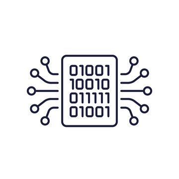 Compile code icon, line vector