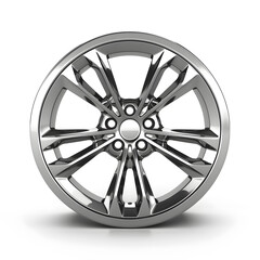 Obraz premium Luxurious polished alloy wheel for high-end vehicles, isolated white background