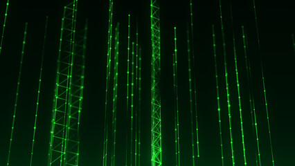 Global network connections. Abstract neural networks cyberspace. Futuristic grid artificial intelligence. Technology cyber dynamic. 3D rendering.