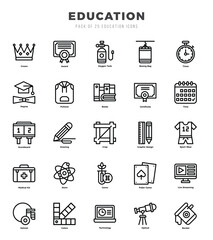 Set of Lineal Education Icons. Lineal art icon. Vector illustration