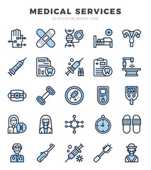 MEDICAL SERVICES Two Color icons collection. 25 icon set in a Two Color design.