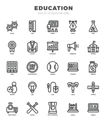 Simple Set of Education Related Vector Lineal Icons.