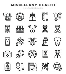 MISCELLANY HEALTH. Lineal icons Pack. vector illustration.