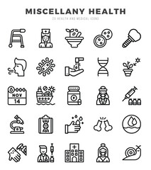 MISCELLANY HEALTH Lineal icons. Vector Lineal illustration.