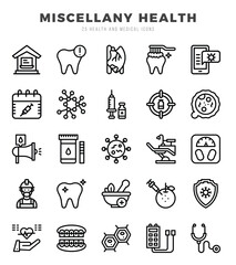 Set of MISCELLANY HEALTH icons in Lineal style. High quality Lineal Icons symbol collection.