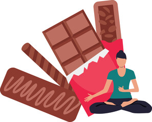 The girl has many chocolates.